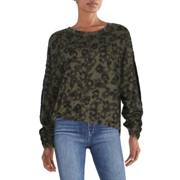 Vintage Havana Oversized Knot-Front Green Camo Top NWT - Picture 2 of 4